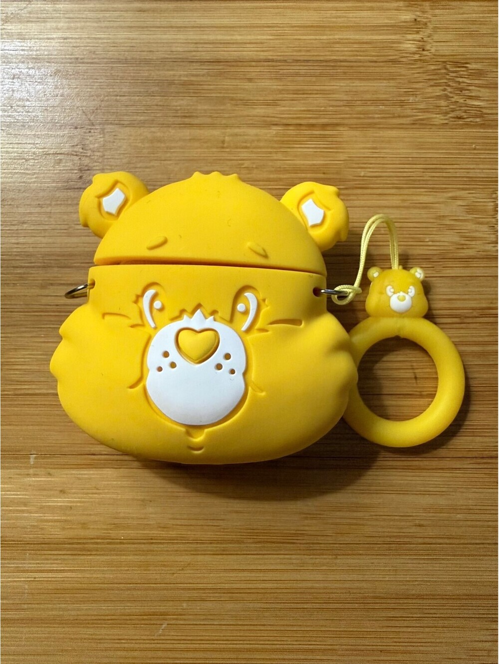 Yellow Care Bears Silicone Keychain Airpods gen 1 -2 case or bag charm